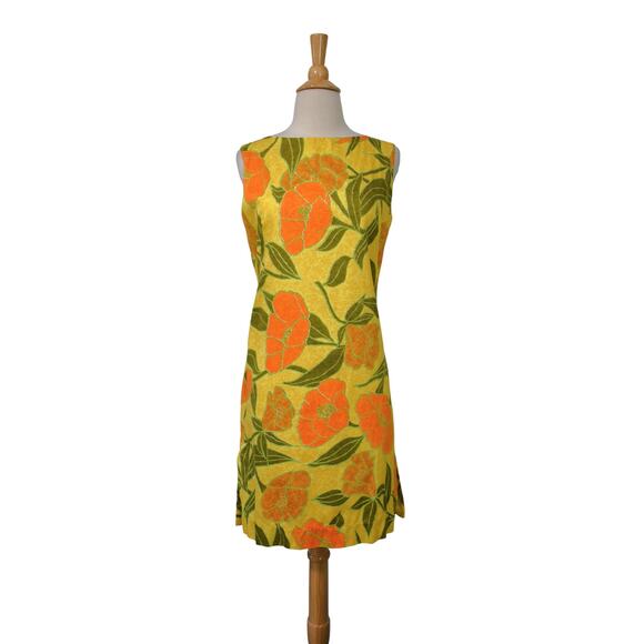 Vintage 60s Casual Aire Sun Fashions Hawaiian Atomic Neon Citrus MOD Shift Dress - Picture 2 of 10